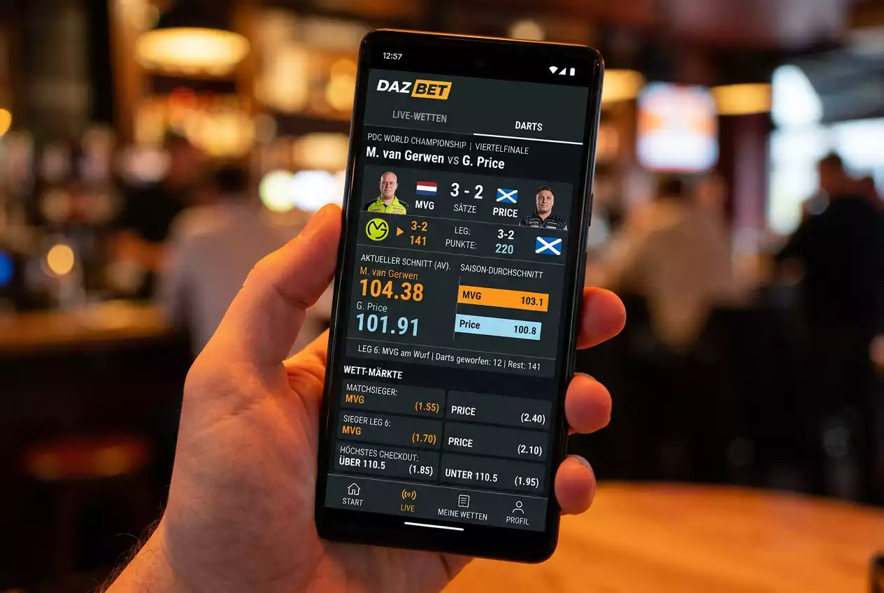 Echtzeit-Display des Running Average beim Darts Live Wetten – Interpretation für In-Play-Wetter