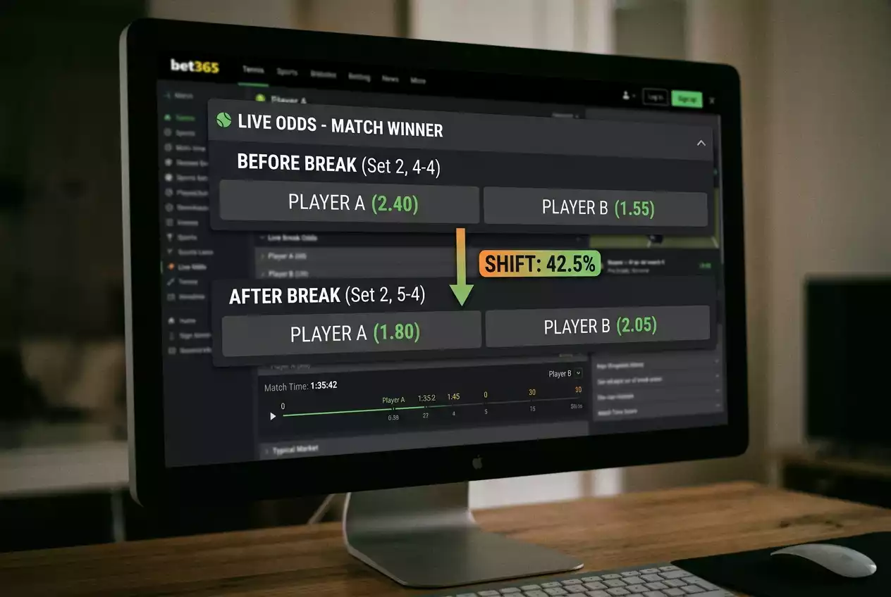 Darts Live-Quoten Verschiebung nach Break of Throw: Quotengraph zeigt 30-50 Prozent Bewegung in Sekunden
