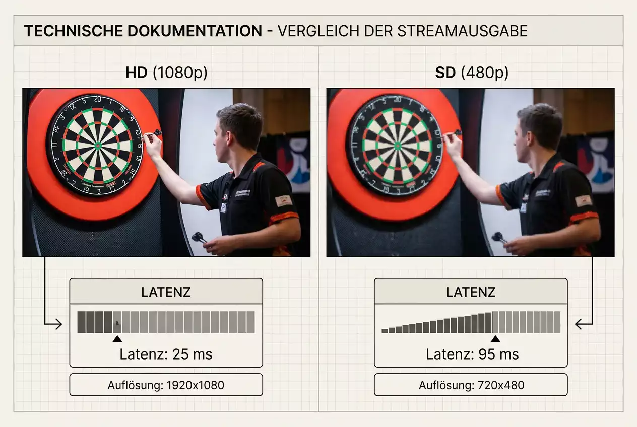 Vergleich Darts Stream-Qualität und Latenz bei verschiedenen Wettanbietern für optimales Live-Wetten