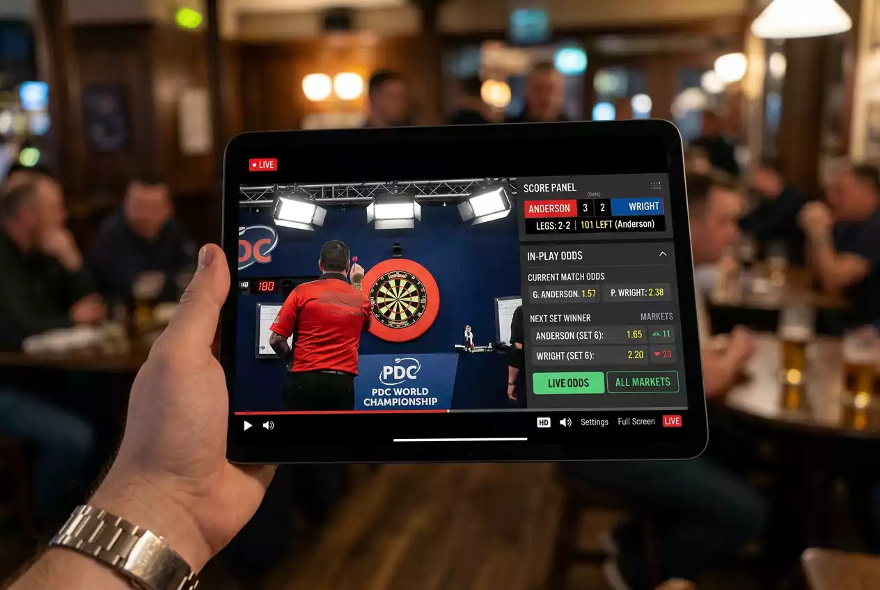 Darts Live Stream mit Wettoberfläche, Matchstand und aktualisierten Live-Quoten