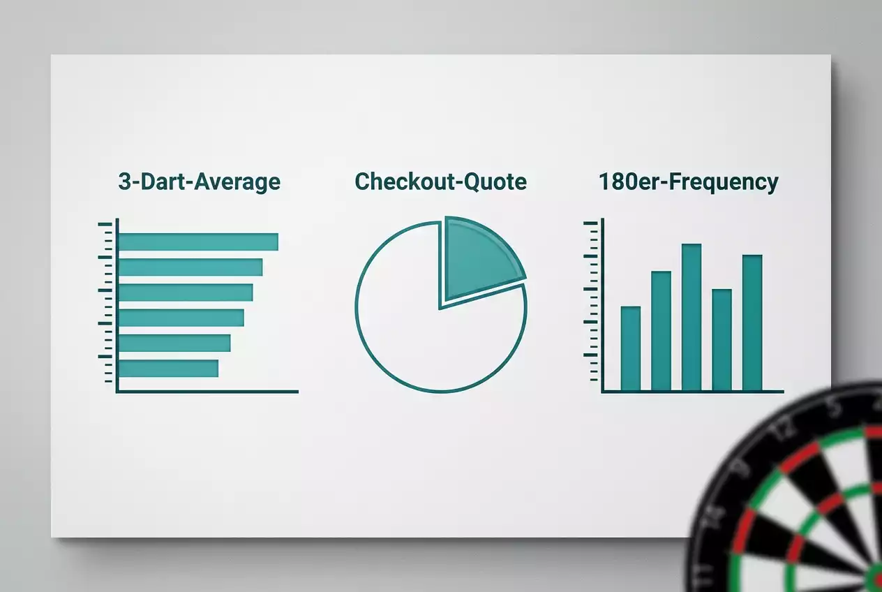 Darts Statistiken Average und Checkout-Quote: Infografik mit Schlüsselkennzahlen für Darts Live Wetten