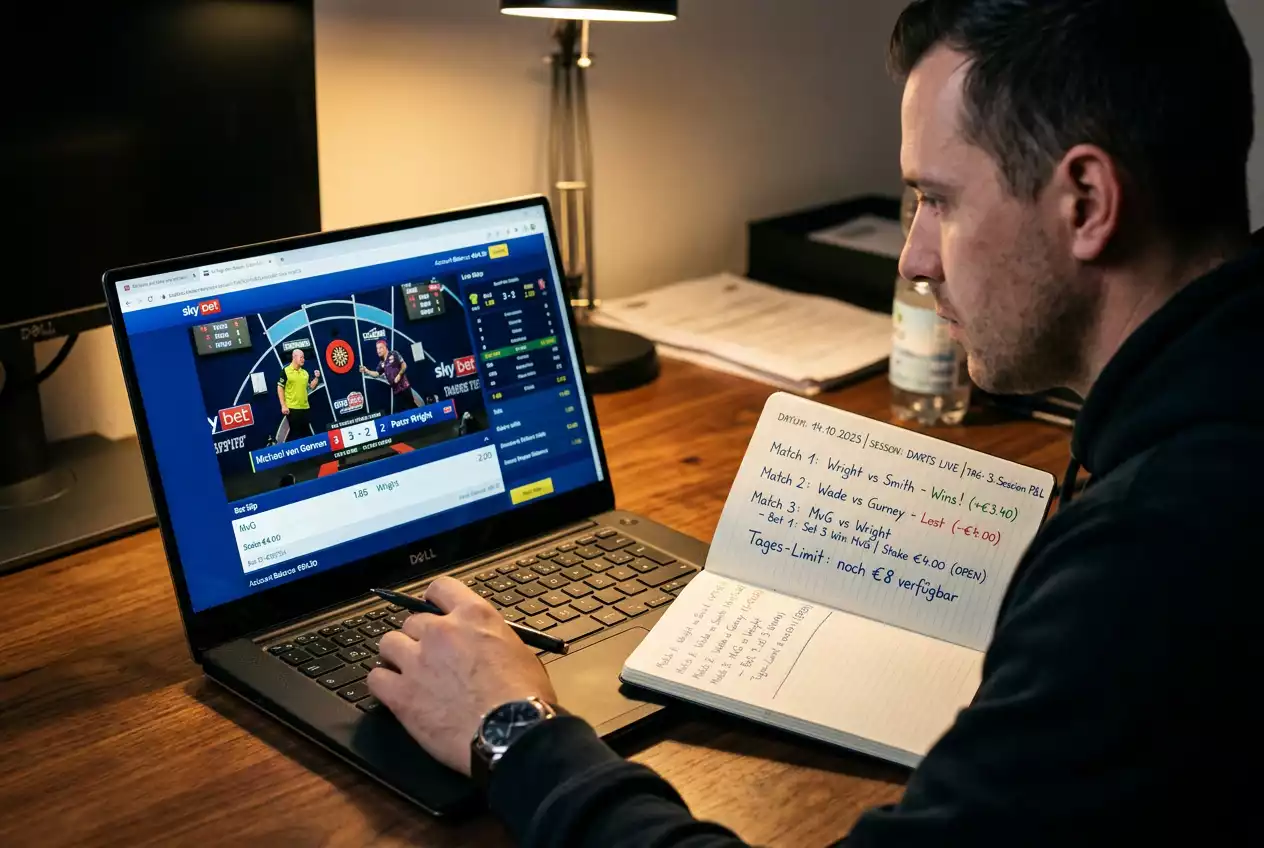 Live-Kontrolle beim Darts Wetten Bankroll-Management: Einsatzkontrolle im In-Play-Modus