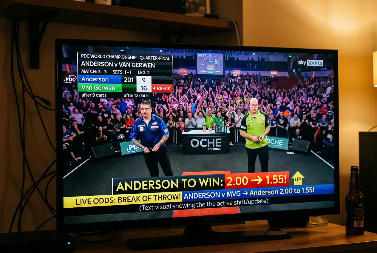 Live-Quotenvergleich beim Darts: Schnelle Kursschwankungen im In-Play-Markt im Blick behalten