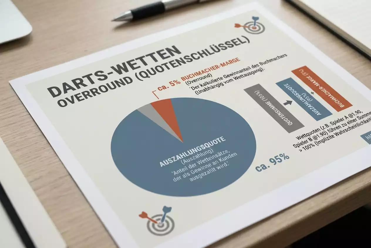Grafik zum Quotenschlüssel beim Darts Wetten: Marge und Ausschüttungsrate erklärt