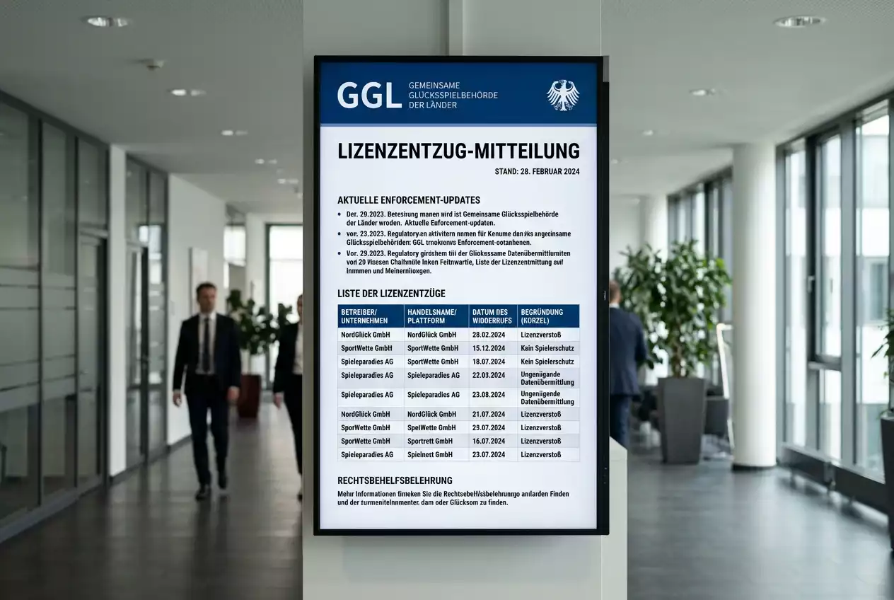 Aktualität der GGL Whitelist und Konsequenzen bei Lizenzentzug für Darts-Wettanbieter in Deutschland