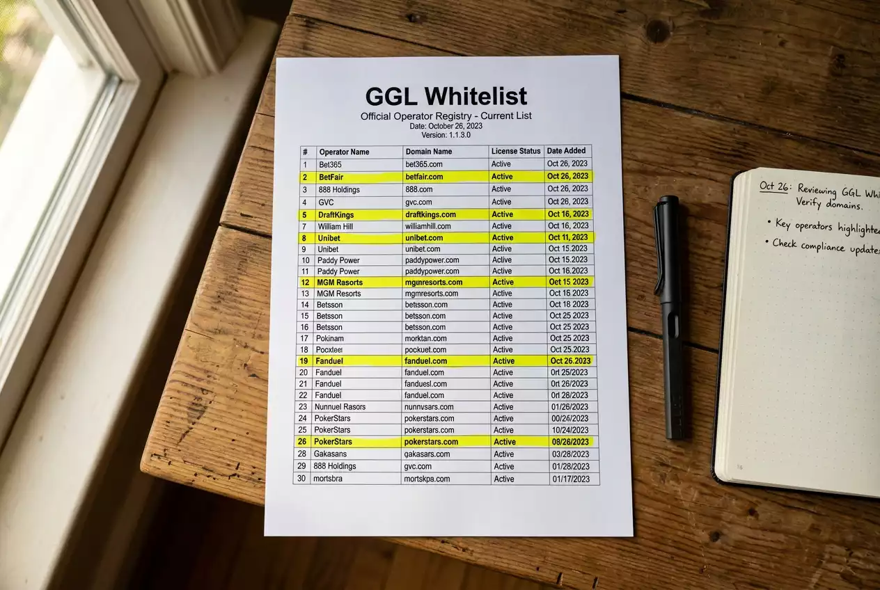 Bedeutung der GGL Whitelist für Darts-Wetter in Deutschland – zentrales Register lizenzierter Sportwetten-Anbieter