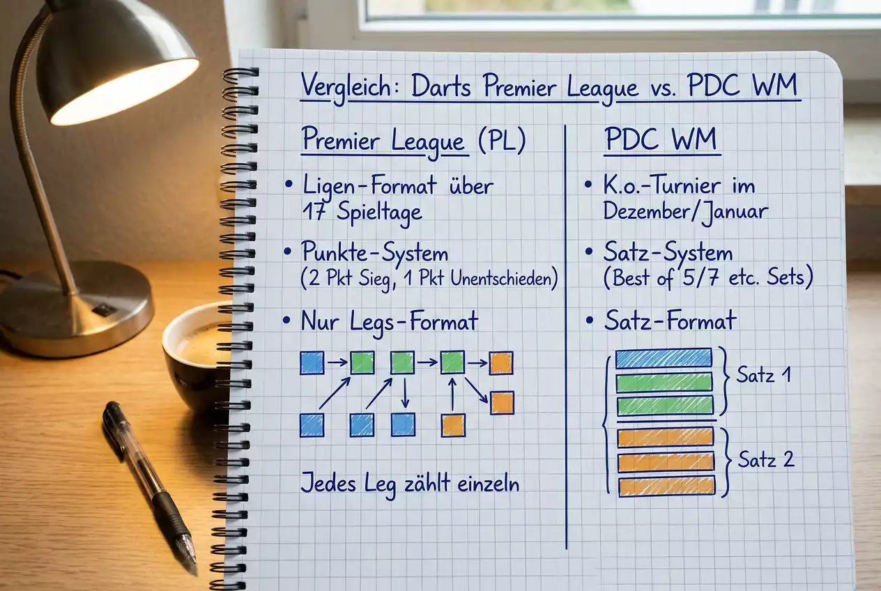 Vergleich Premier League Darts Wetten vs. PDC WM Wetten – Format, Märkte und Strategieunterschiede