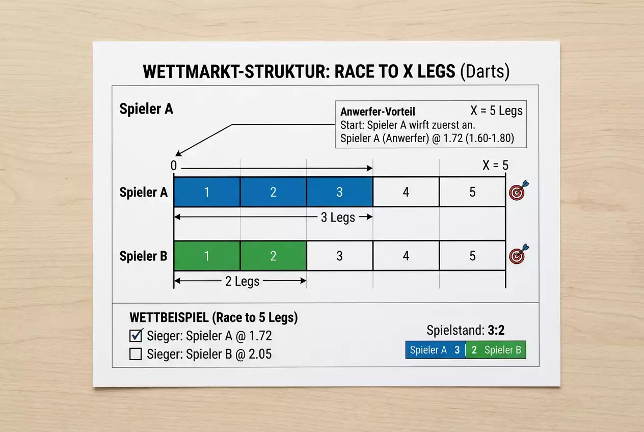 Race-to-X Darts Wetten: Erklärung des schnellen Leg-Rennens im Live-Markt
